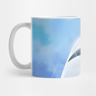 A plane in the sky | Civil aviation | Avia | Blue sky | hand drawn digital painting Mug